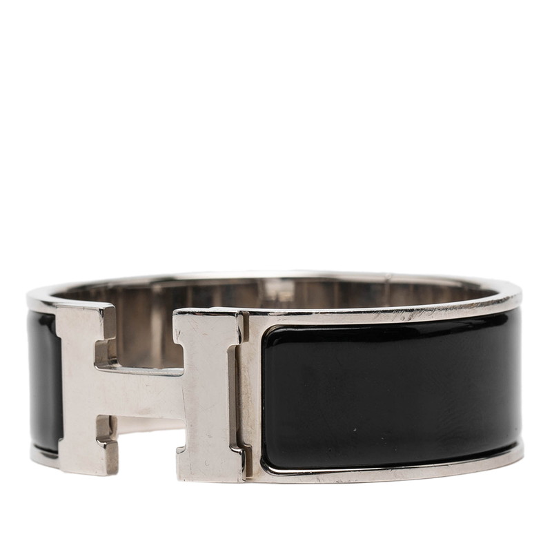 エルメス クリッククラックH PM ブレスレット シルバー ブラック メタル エナメル レディース HERMES 【中古】