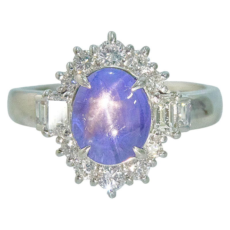 Pt900 プラチナ スターサファイア3.774ct ダイヤ0.78ct リング 指輪 レディース 15号 【中古】｜【銀座パリス】　店 98,285円