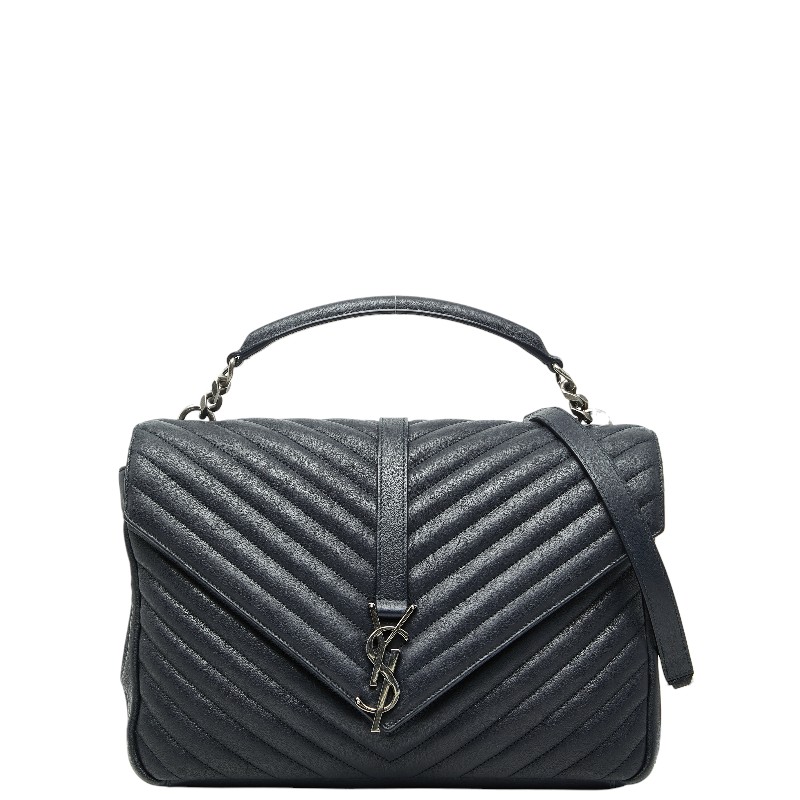 サンローラン クラシック モノグラム チェーン ショルダーバッグ ハンドバッグ 2WAY 392738 ブラック レザー レディース SAINT LAURENT 【中古】｜【銀座パリス】　店