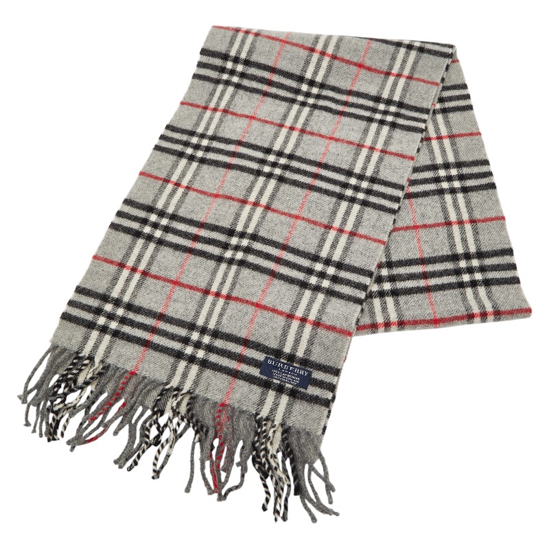 バーバリー ノバチェック マフラー グレー マルチカラー ウール レディース BURBERRY 【中古】