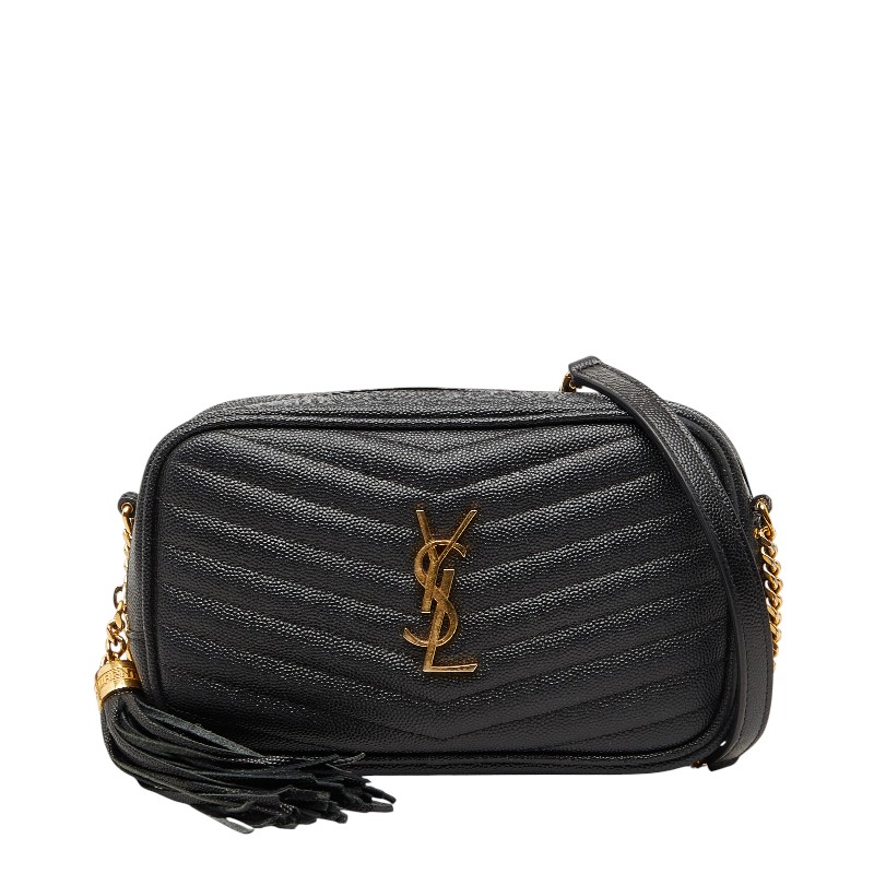 サンローラン YSLロゴタイプ タッセル ルー チェーン店 ショルダーバッグ 618057 黒いこと なめし革 レディース SAINT LAURENT 【中古】