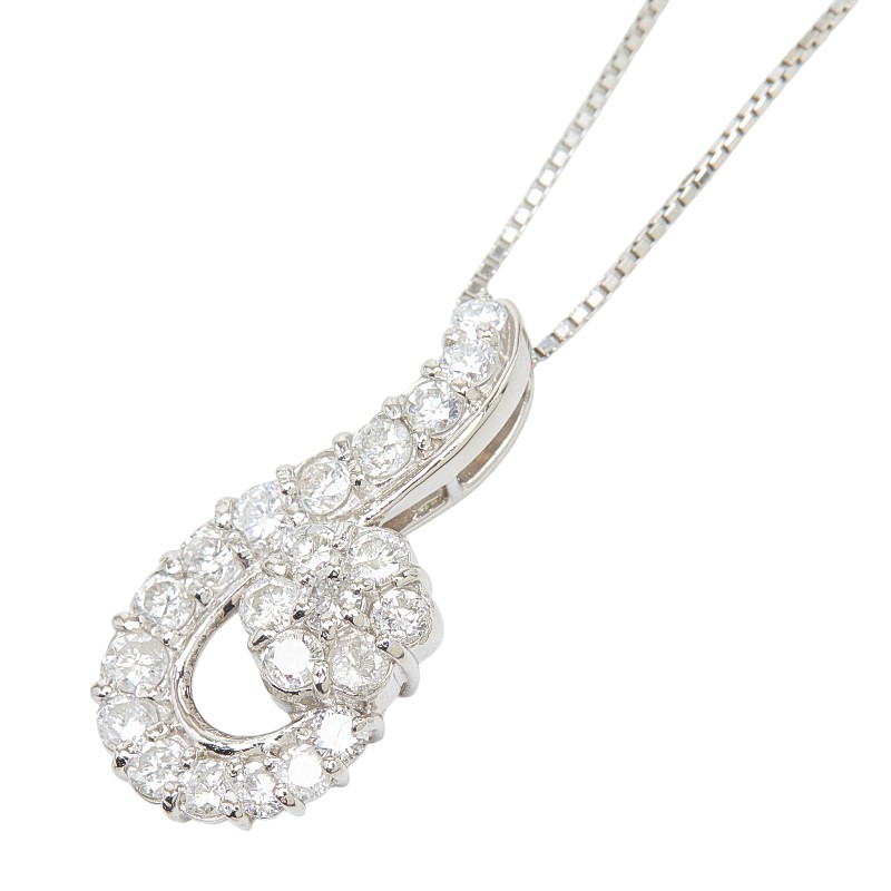 Pt900 プラチナ Pt850 プラチナ ダイヤ1.00ct フラワーモチーフ ペンダント ネックレス レディース 【中古】｜【銀座パリス】　店
