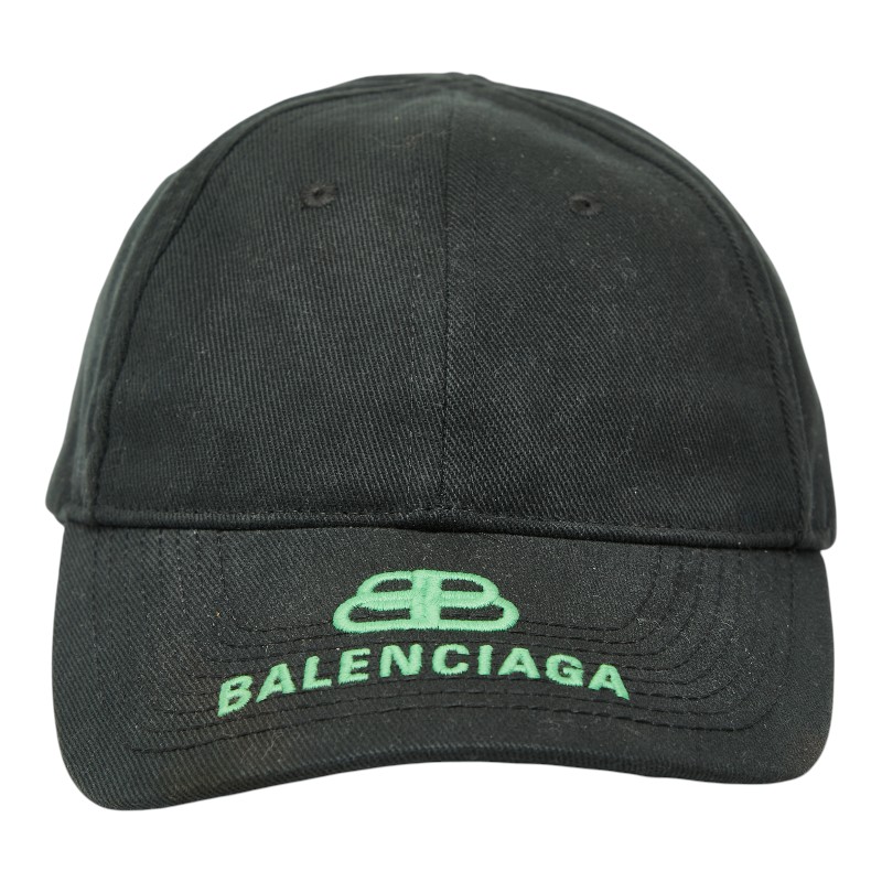 バレンシアガ 帽子 ベースボールキャップ サイズL 59cm ブラック コットン メンズ BALENCIAGA 【中古】