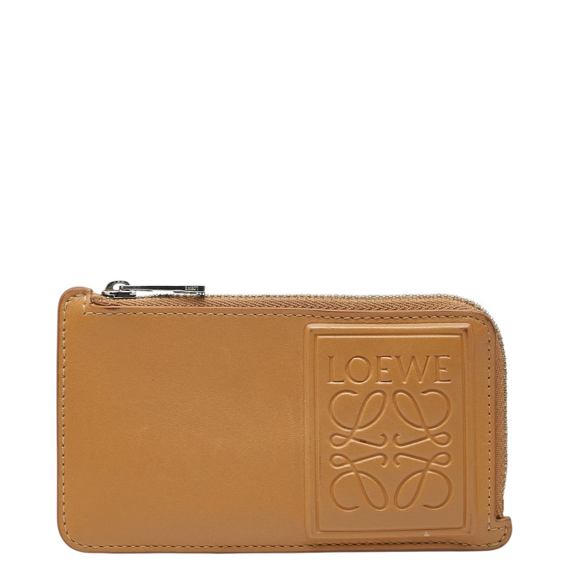 ロエベ アナグラム コインケース カードケース キャメル ベージュ レザー レディース LOEWE 【中古】