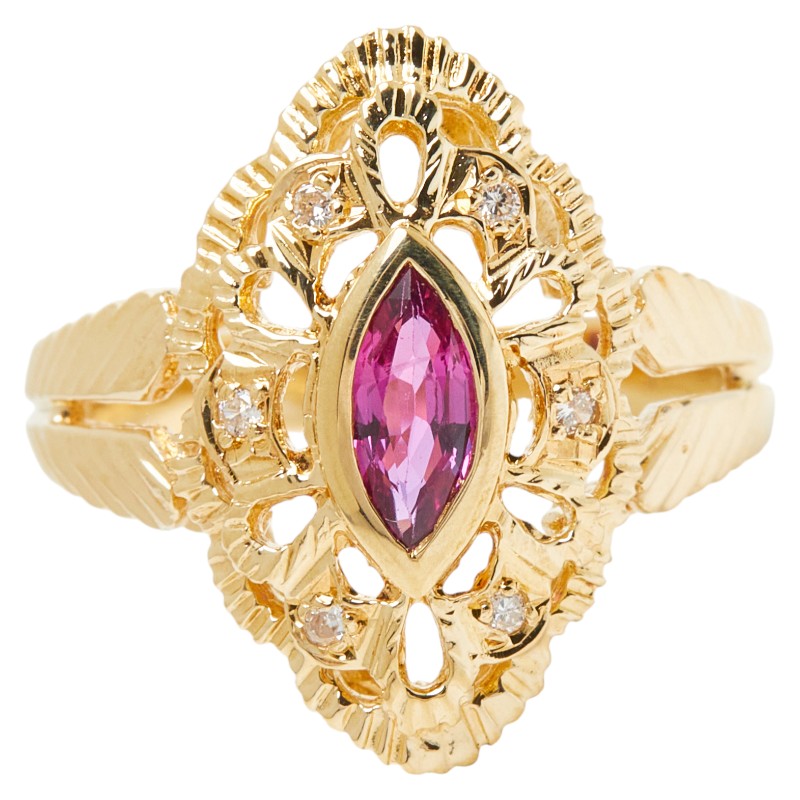 K18YG イエローゴールド ルビー0.37ct ダイヤ0.04ct リング 指輪 レディース 11.5号 【中古】|【銀座パリス】 店