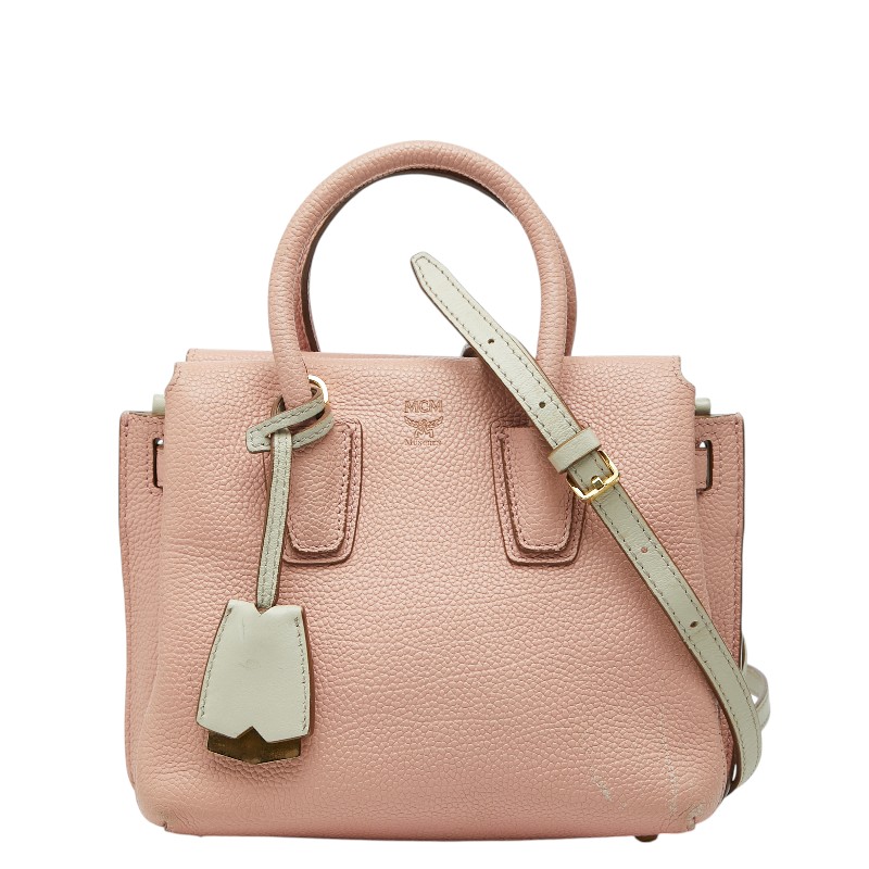 エム シー エム ハンドバック ショルダーバッグ 2WAY さくら色 なめし革 レディース MCM 【中古】