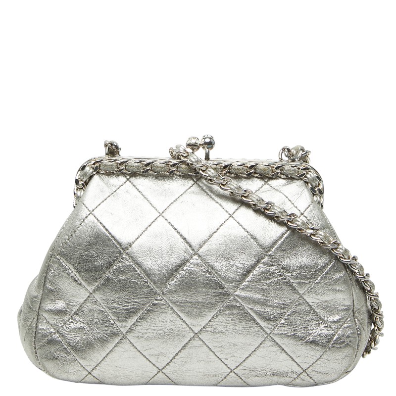 シャネル ココマーク マトラッセ チェーンショルダーバッグ シルバー ラムスキン レディース CHANEL 【中古】