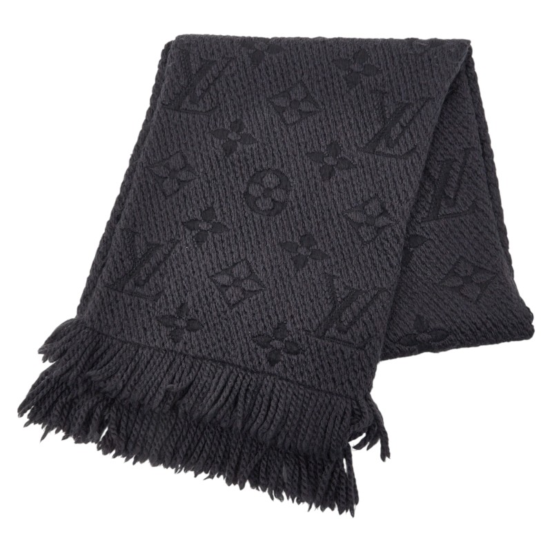 ルイ ヴィトン モノグラム エシャルプロゴマニア えり巻き 413287 黒いこと 羊毛 地絹 レディース LOUIS VUITTON 【中古】