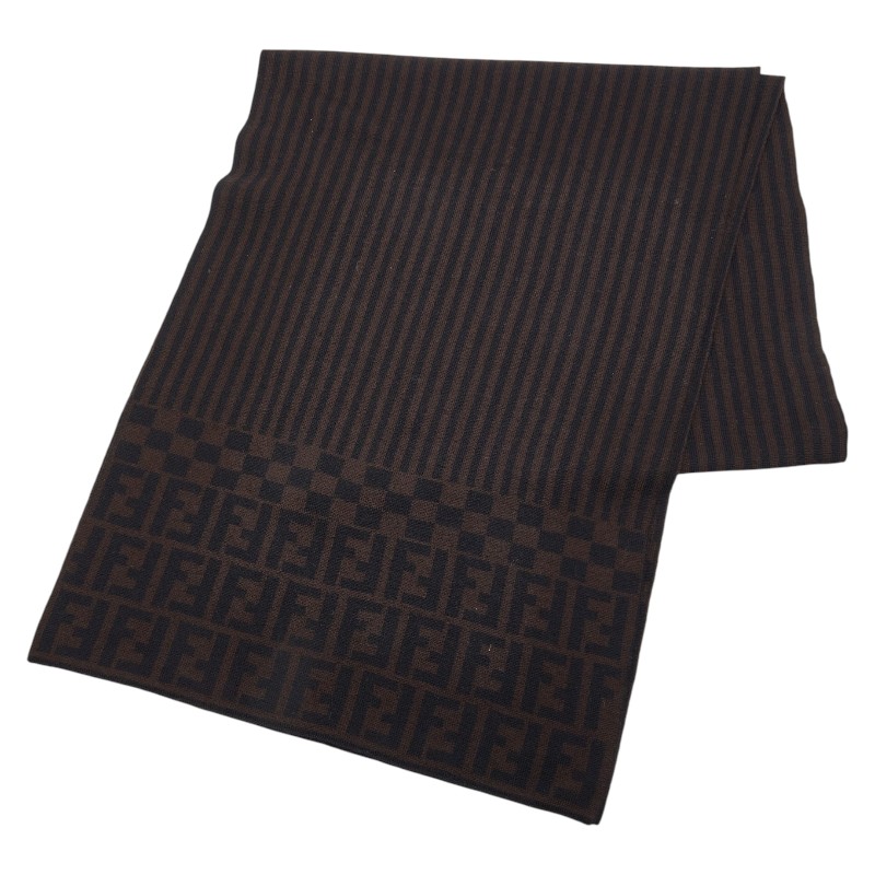 フェンディ ズッカ えり巻き 赤銅色 黒いこと 羊毛 レディース FENDI 【中古】