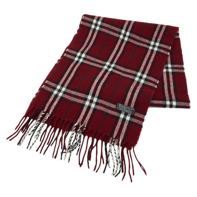 バーバリー 照合のしるし えり巻き ボルドーワイン ぶどう酒赤いこと 羊毛 レディース BURBERRY 【中古】