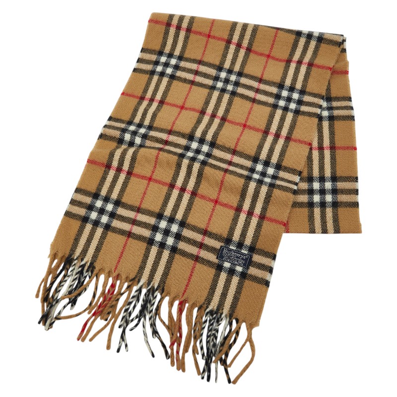 バーバリー ノバチェック えり巻き ベージュ 羊毛 メンズ BURBERRY 【中古】
