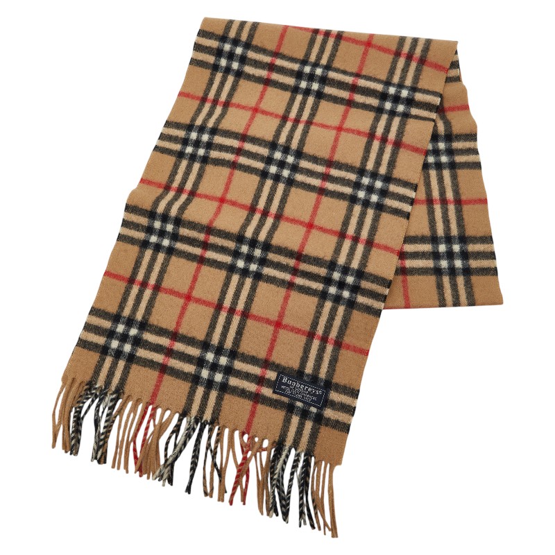 バーバリー ノバチェック えり巻き ベージュ カシミール100% メンズ BURBERRY 【中古】