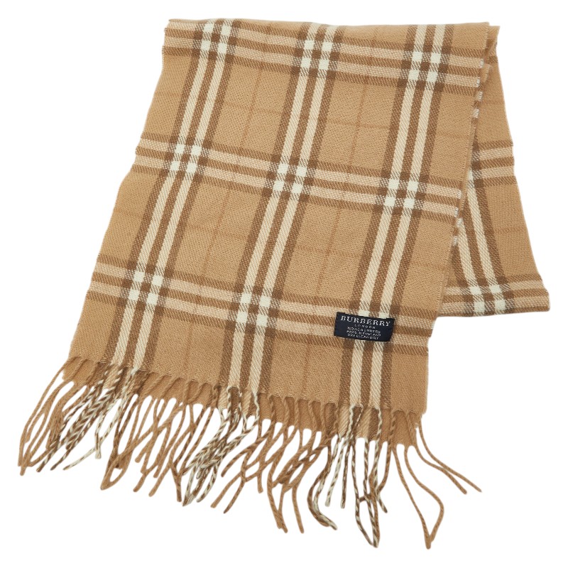 バーバリー 英国の首都 照合のしるし えり巻き ベージュ カシミール100% メンズ BURBERRY 【中古】