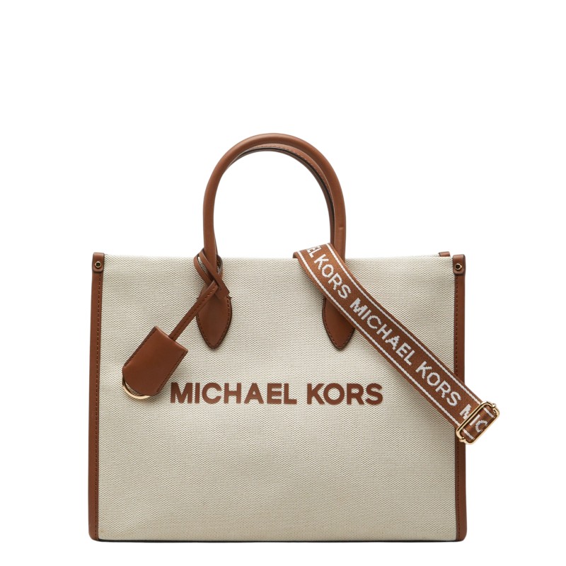 マイケルコース MIRELLA EW トートバッグ ショルダーバッグ 2WAY ベージュ ブラウン キャンバス レザー レディース Michael Kors 【中古】|【銀座パリス】 店