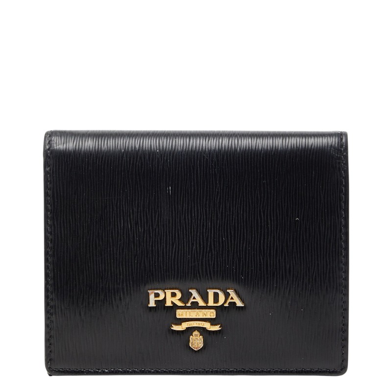 プラダ ロゴタイプ 二つ折り札入れ 1MV204 黒いこと サフィアーノレザー レディース PRADA 【中古】 レディース財布-財布・ケース-バッグ・小物・ブランド雑貨