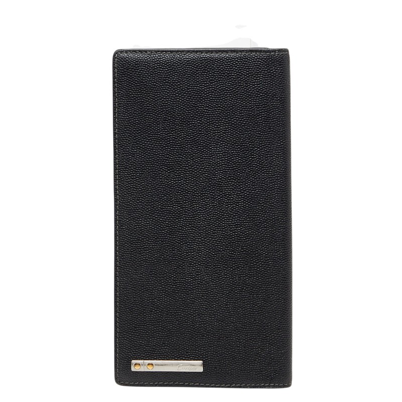 カルティエ サントス 長紙入れ L300C769 黒いこと カーフレザー メンズ CARTIER 【中古】