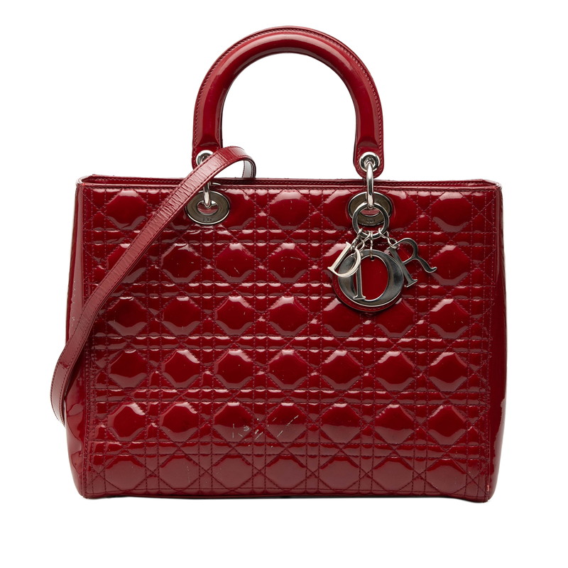ディオール カナージュ レディディオール ラージ ハンドバッグ ショルダーバッグ 2WAY レッド エナメル レディース Dior 【中古】|【銀座パリス】 店