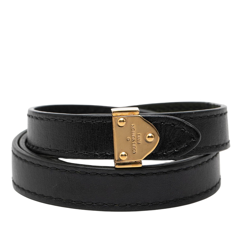 ルイ ヴィトン ブラスレ ボックスイット ブレスレット サイズ：17 M6033 ブラック レザー レディース LOUIS VUITTON 【中古】