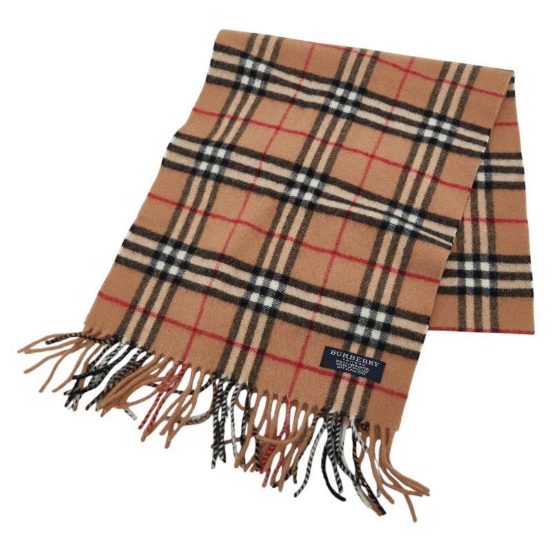 バーバリー ノバチェック えり巻き 赤銅色 マルチ色つや 羊毛 レディース BURBERRY 【中古】
