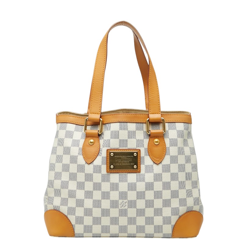 ルイ ヴィトン ダミエ アズール ハムステッドPM ハンドバッグ トートバッグ N51207 ホワイト PVC レザー レディース LOUIS VUITTON 【中古】
