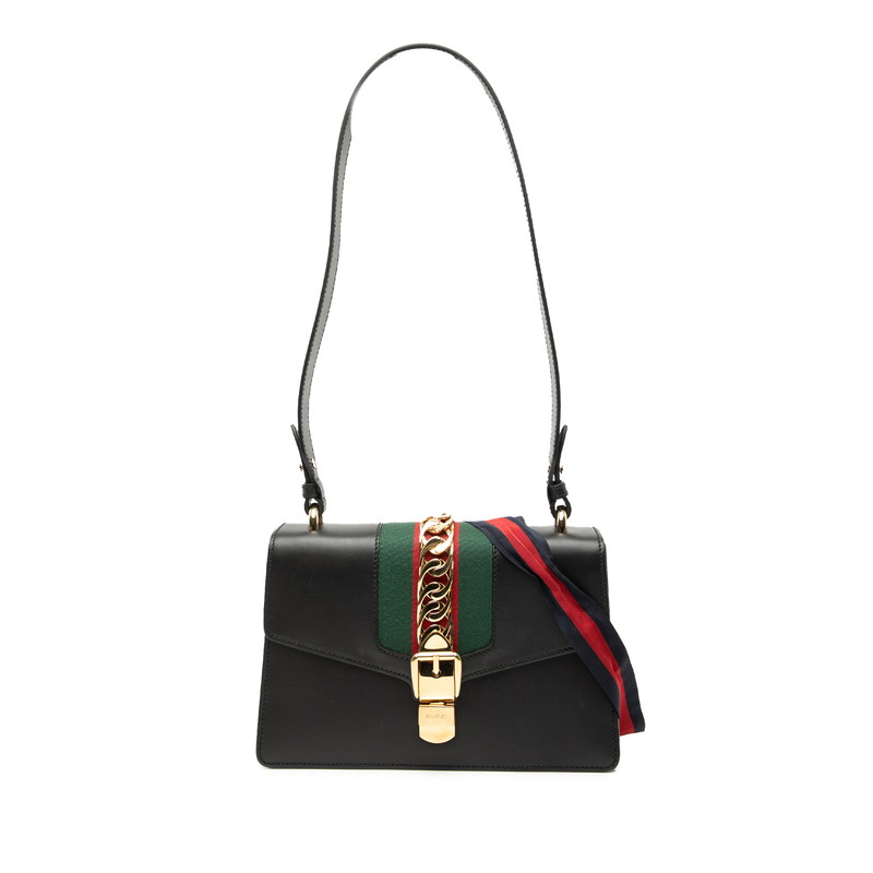 グッチ シェリーライン シルヴィ ハンドバッグ ショルダーバッグ 2WAY 421882 ブラック マルチカラー レザー レディース GUCCI 【中古】