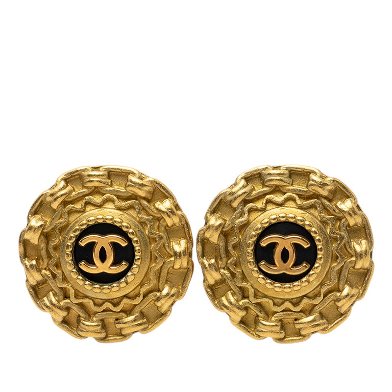 シャネル ヴィンテージ ココマーク イヤリング ゴールド ブラック メッキ レディース CHANEL 【中古】