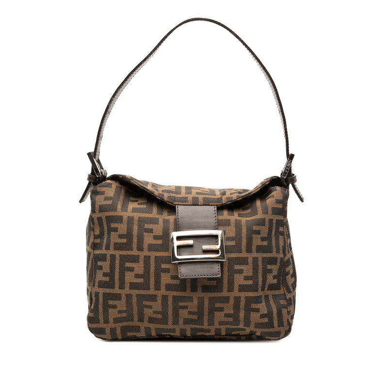 フェンディ ズッカ マンマバケット ワンショルダー ショルダーバッグ ブラウン キャンバス レザー レディース FENDI 【中古】
