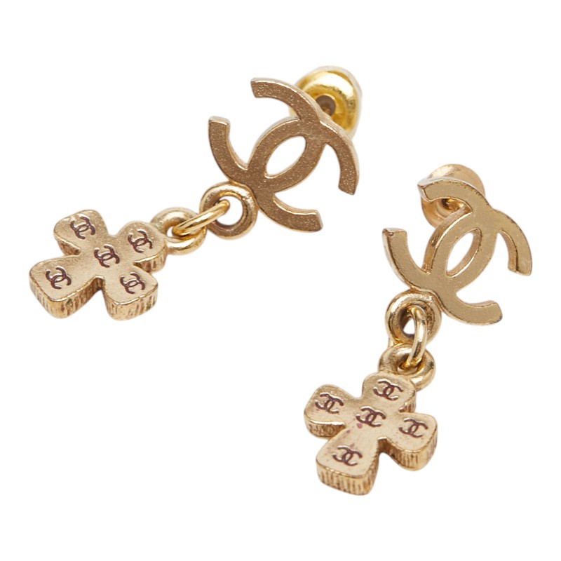 シャネル ココマーク クロス ピアス ゴールド メッキ レディース CHANEL 【中古】