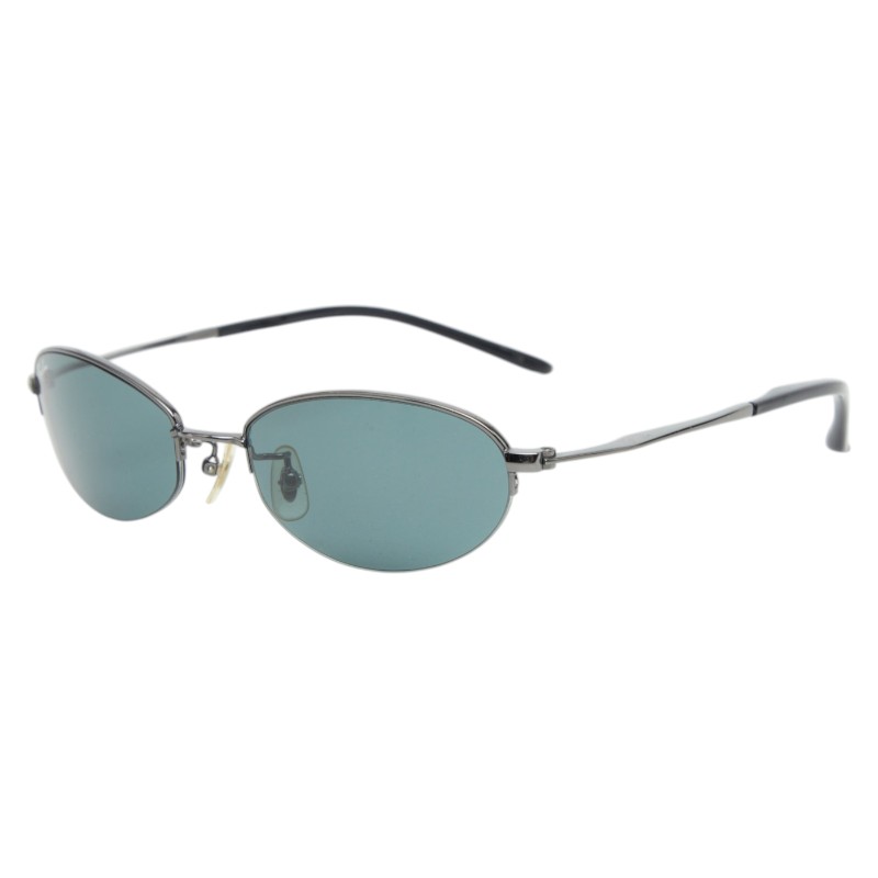 レイバン サングラス オーバル ハーフリム RB3312 シルバー ブラック メタル メンズ Ray-Ban 【中古】