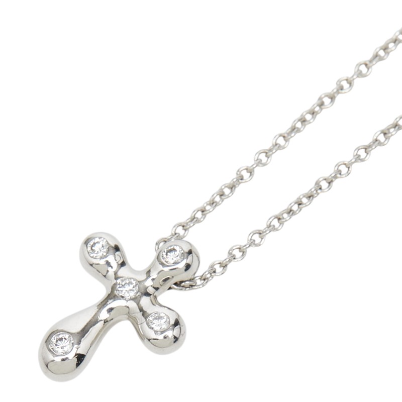 ティファニー エルサ ペレッティ スモールクロス ペンダントネックレス シルバー Pt950 プラチナ ダイヤモンド レディース TIFFANY&Co. 【中古】｜【銀座パリス】　店