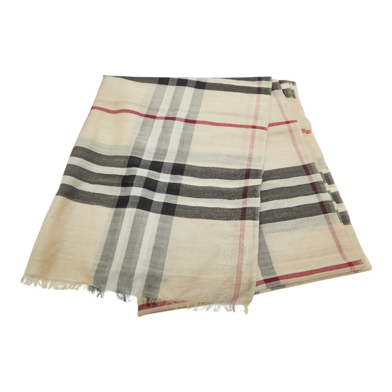 バーバリー ノバチェック ストール ベージュ ウール シルク レディース BURBERRY 【中古】