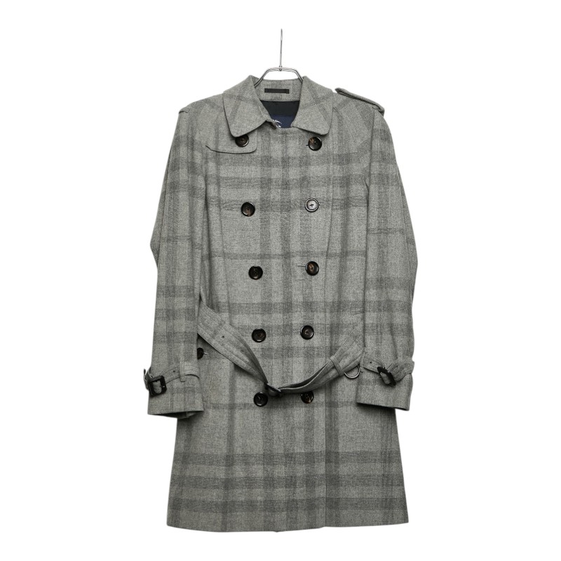 バーバリー チェック トレンチコート サイズM グレー ウール メンズ BURBERRY 【中古】｜【銀座パリス】　店