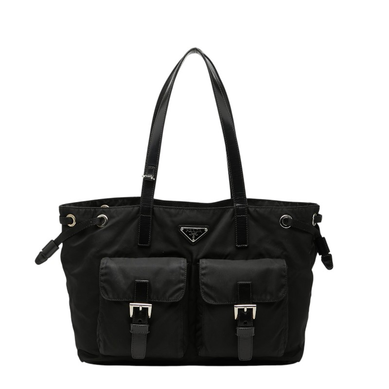 プラダ 三角ロゴプレート ハンドバッグ ブラック ナイロン レディース PRADA 【中古】|【銀座パリス】 店