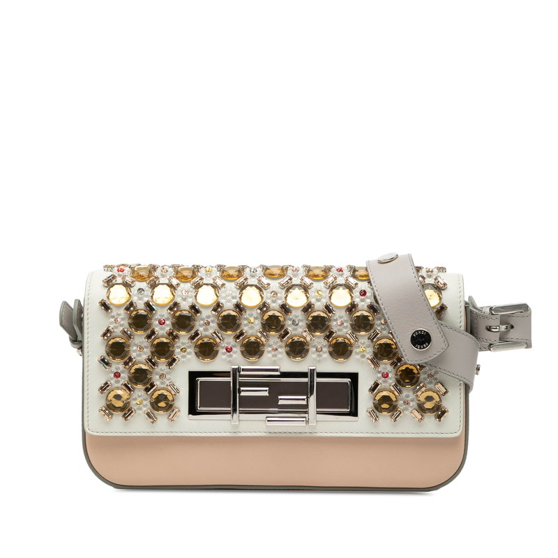 フェンディ トレバケット ビジュー ワンショルダーバッグ 8BR720 ベージュ ホワイト レザー レディース FENDI 【中古】 97,900円