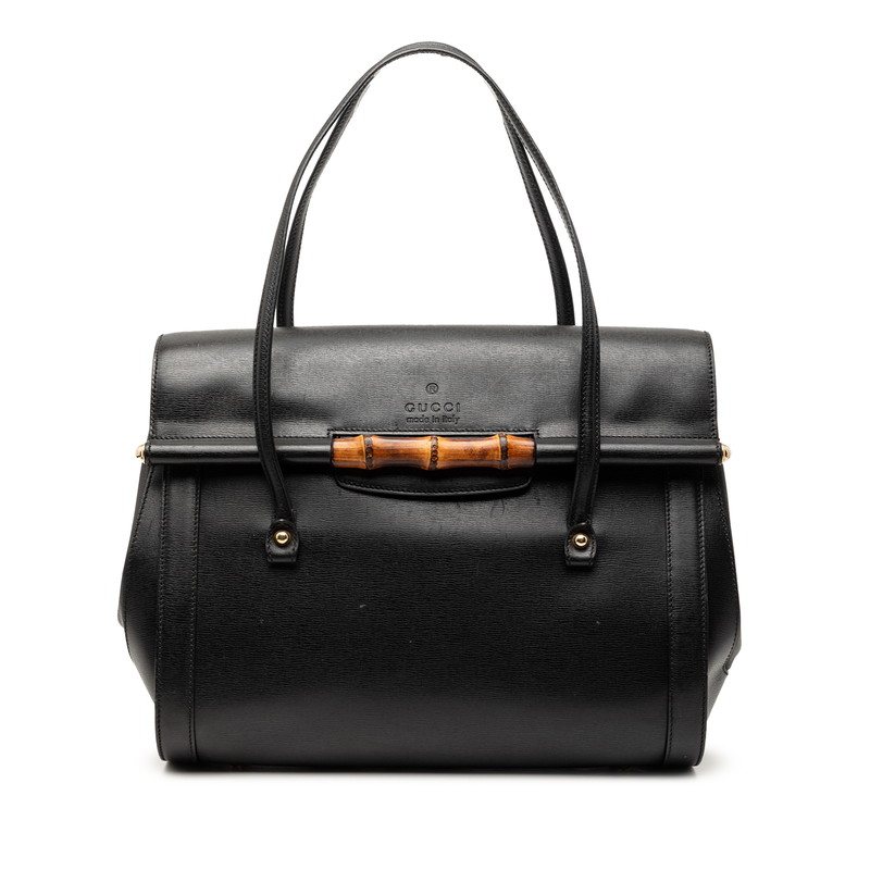 グッチ バンブー トートバッグ ハンドバッグ 338987 ブラック レザー レディース GUCCI 【中古】