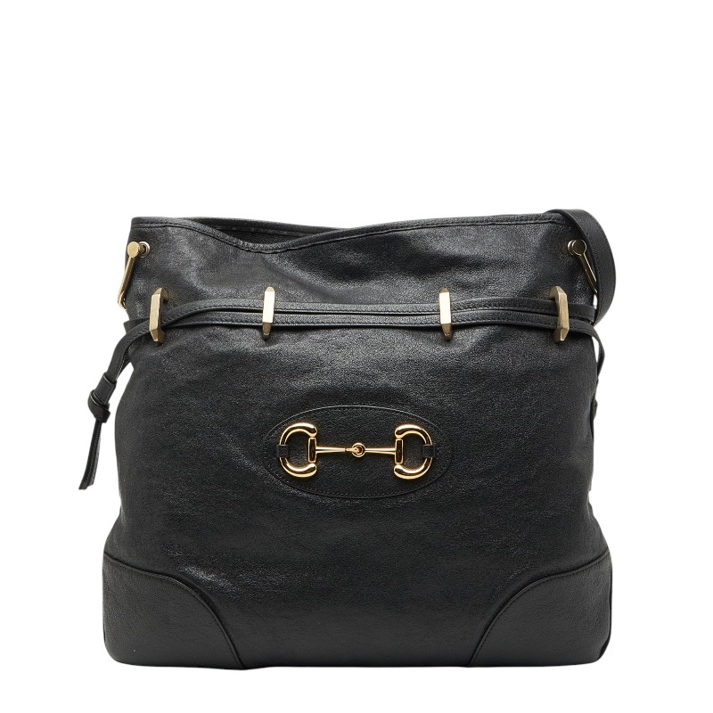 グッチ 導管ビット1955 ショルダーバッグ ドローストリング 602089 黒いこと なめし革 レディース GUCCI 【中古】