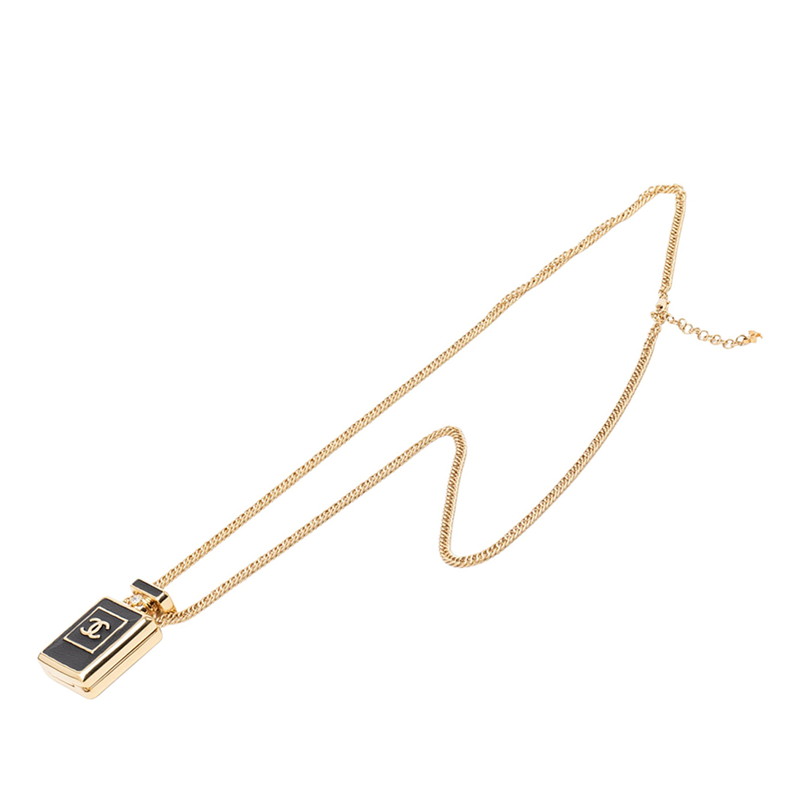 シャネル ココマーク パフュームボトル モチーフ ネックレス ゴールド ブラック メッキ レディース CHANEL 【中古】|【銀座パリス】 店
