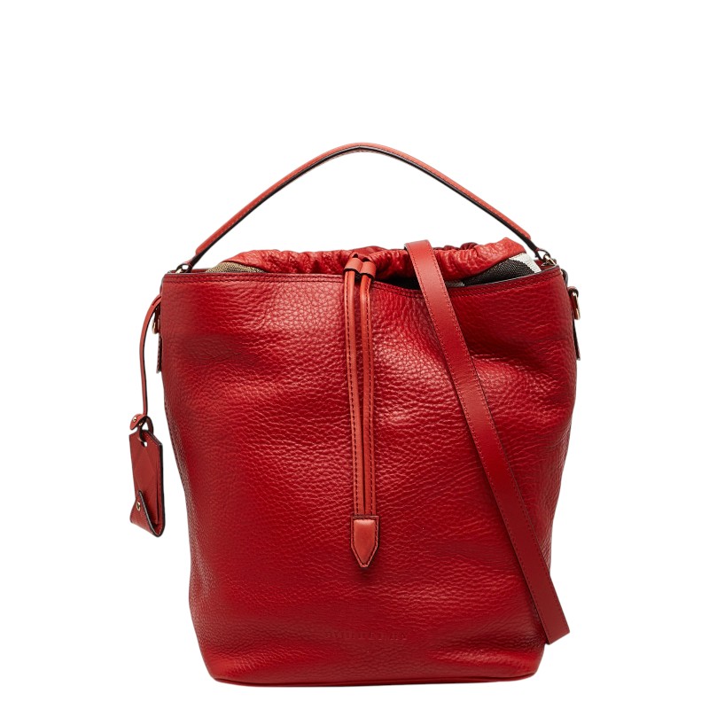 バーバリー ハンドバッグ ショルダーバッグ 2WAY レッド レザー レディース BURBERRY 【中古】