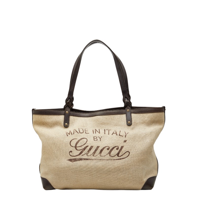 グッチ グッチクラフト トートバッグ ハンドバッグ 247209 ベージュ ブラウン キャンバス レザー レディース GUCCI 【中古】|【銀座パリス】 店
