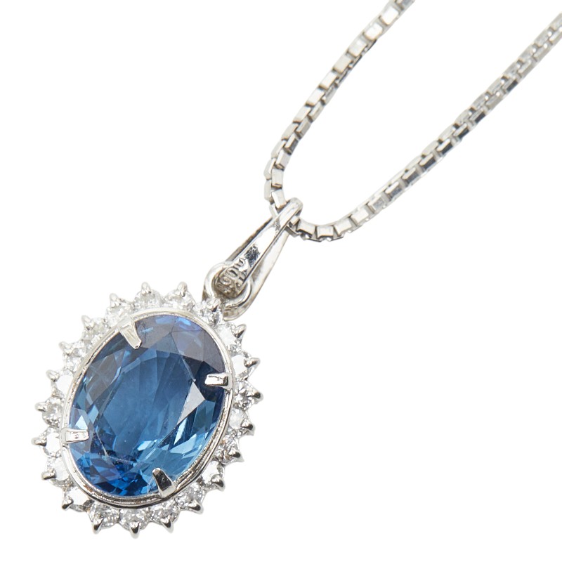 Pt900 プラチナ Pt850 プラチナ サファイア2.40ct ダイヤ0.27ct ペンダント ネックレス レディース 【中古】|【銀座パリス】 店