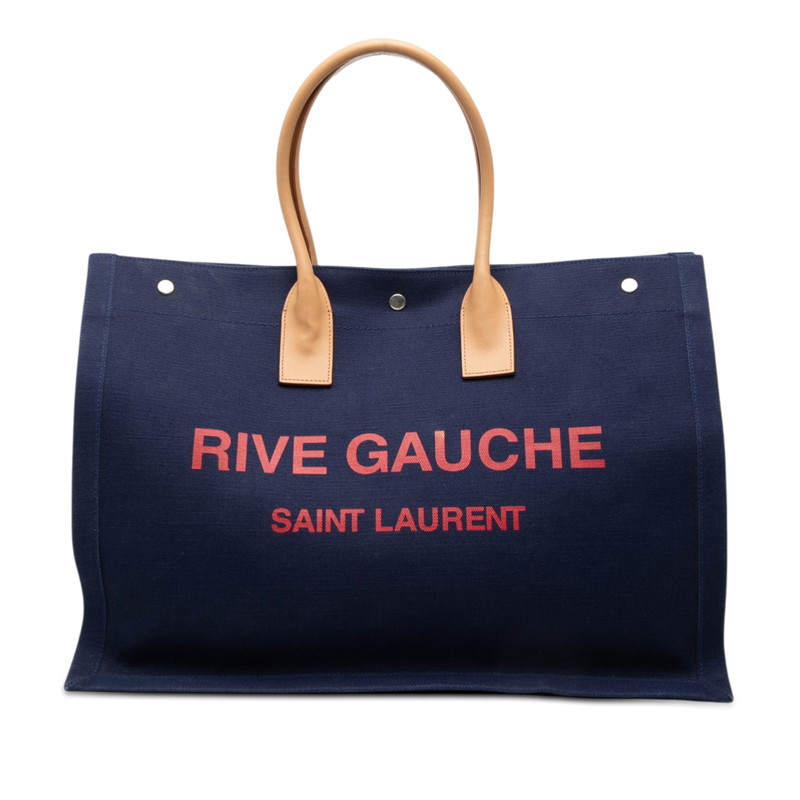 サンローラン リヴゴーシュ トートバッグ 509415 ネイビー マルチカラー キャンバス レザー レディース SAINT LAURENT 【中古】