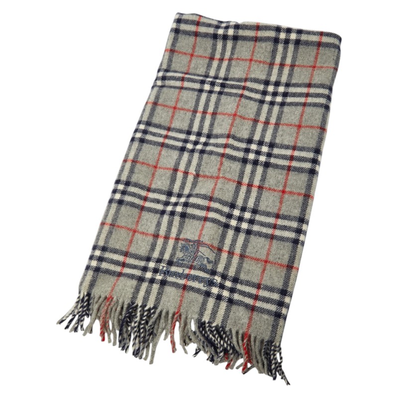 バーバリー ノバチェック えり巻き 薄墨色 マルチ色つや 羊毛 レディース BURBERRY 【中古】