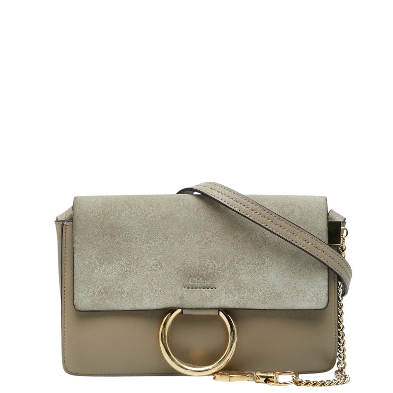 クロエ フェイ 斜め掛け ショルダーバッグ グレー ベージュ レザー スウェード レディース Chloe 【中古】 24,708円
