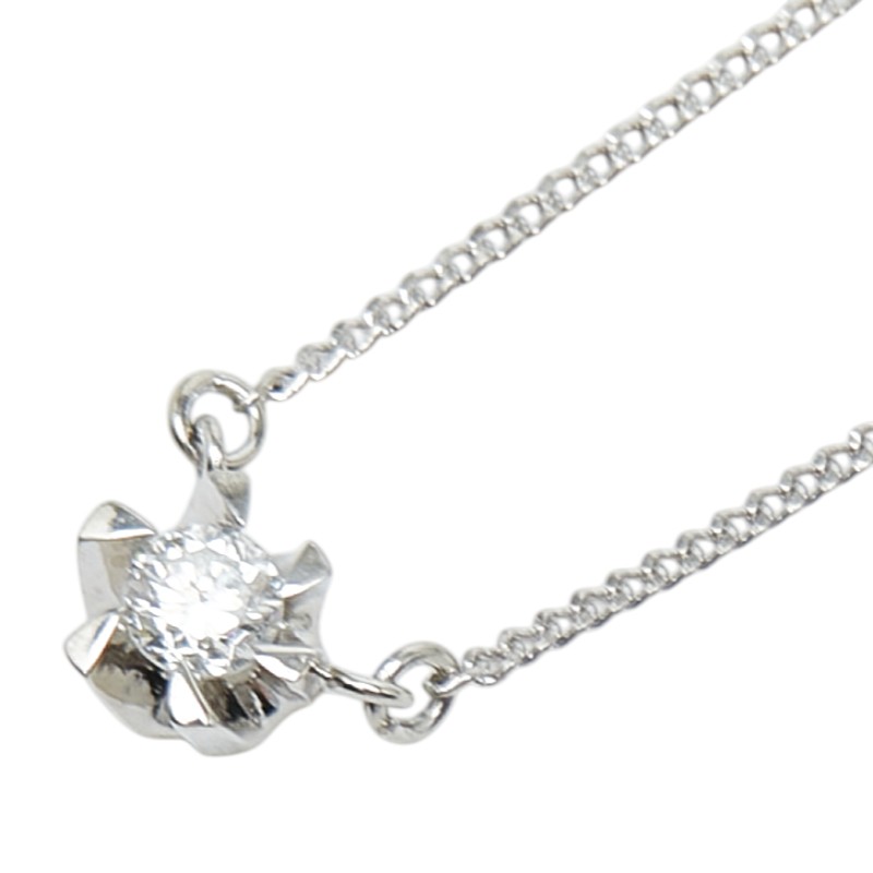 Pt850 プラチナ ダイヤ0.17ct プチネックレス ネックレス レディース 【中古】