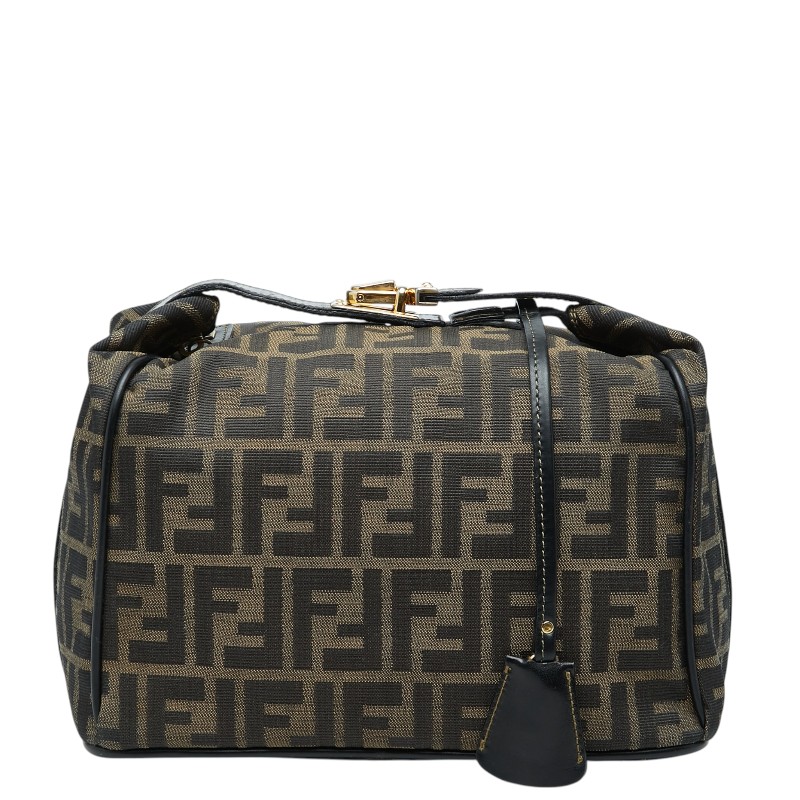 フェンディ ズッカ ヴィンテージ ハンドバッグ バニティバッグ 26348 ブラウン キャンバス レザー レディース FENDI 【中古】