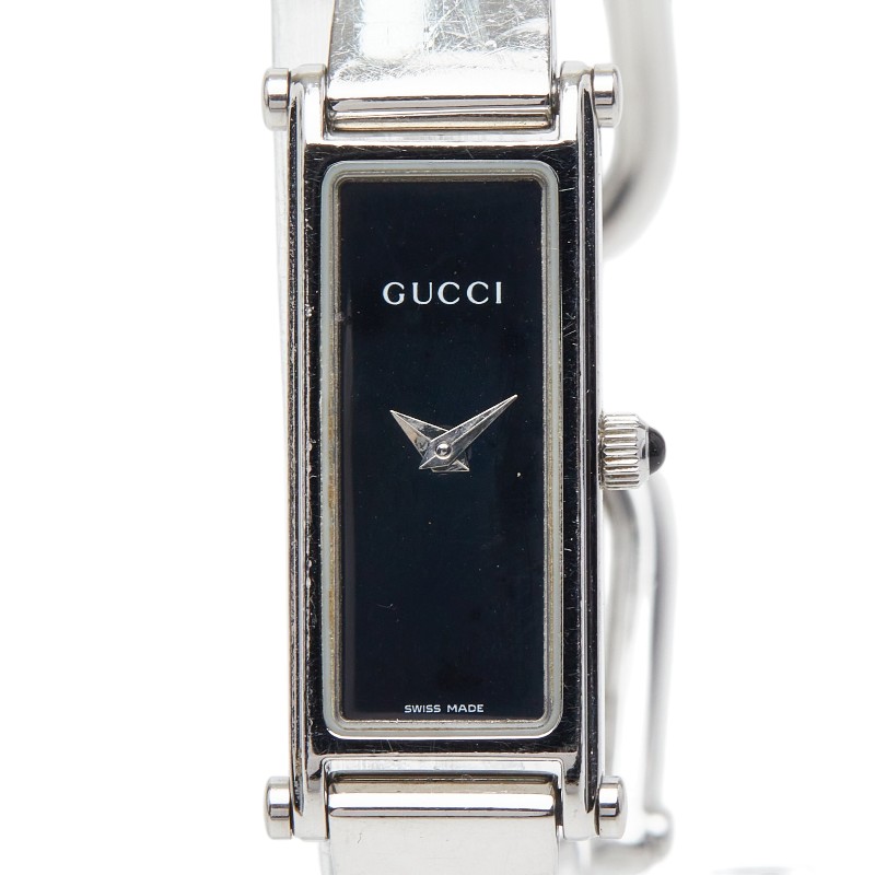 グッチ バングルウォッチ 腕時計 1500L クオーツ ブラック文字盤 ステンレススチール レディース GUCCI 【中古】｜【銀座パリス】　店