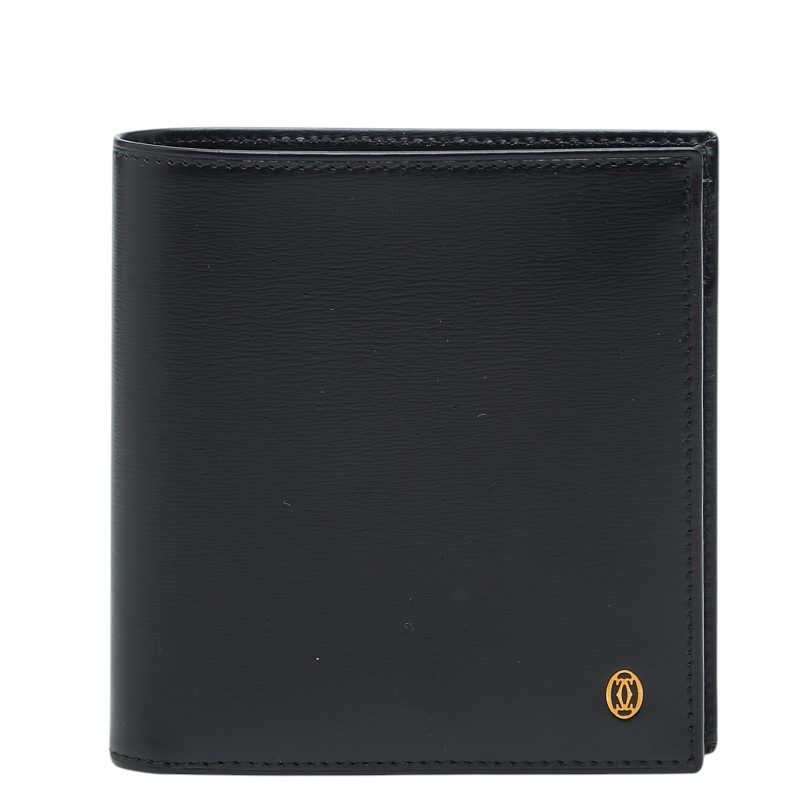 カルティエ パシャライン 二つ折り財布 ブラック レザー メンズ CARTIER 【中古】