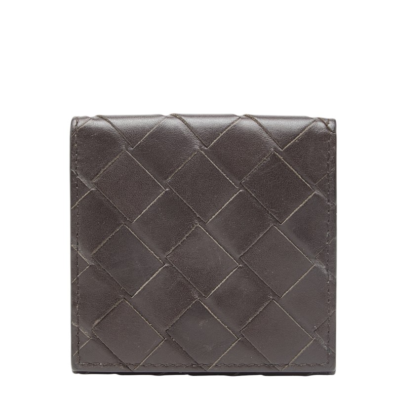 ボッテガヴェネタ イントレチャート 小銭入れ コインケース ブラウン レザー レディース BOTTEGAVENETA 【中古】