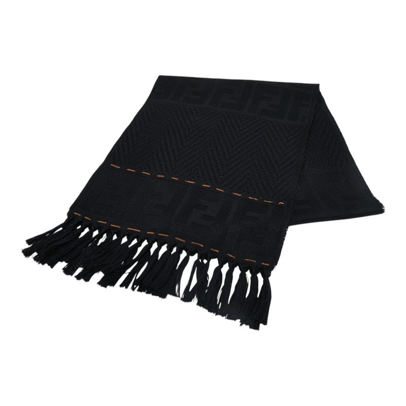 フェンディ FFロゴタイプ えり巻き 黒いこと 羊毛 レディース FENDI 【中古】