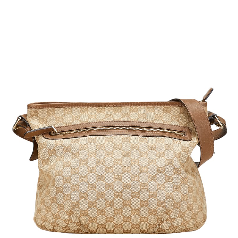 グッチ GGキャンバス 斜め掛け ショルダーバッグ 388930 ベージュ ブラウン キャンバス レザー レディース GUCCI 【中古】